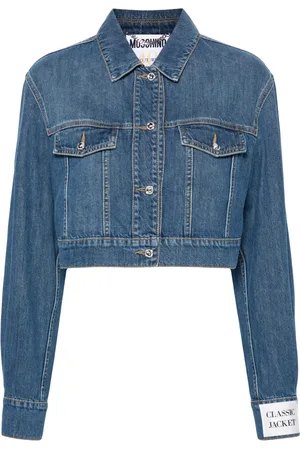 Moschino Crystal-embellished cropped denim jacket