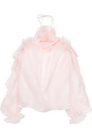 Carolina Herrera Floral-appliqué ruffled blouse