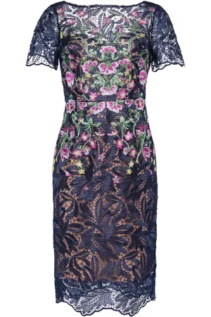 Marchesa Notte Camellia floral midi dress