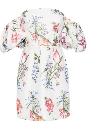 Marchesa Notte Alex puff-sleeve mini dress