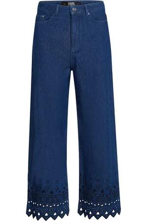 Karl Lagerfeld Broderie-anglaise cropped jeans