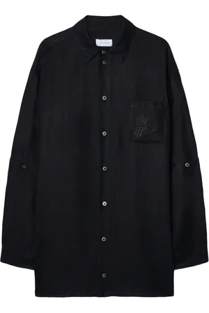 OFF-WHITE Logo-embroidered panelled linen shirt jacket