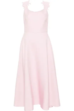 VALENTINO GARAVANI Floral-appliqué flared midi dress