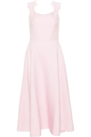 VALENTINO GARAVANI Floral-appliqué flared midi dress