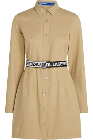 Karl Lagerfeld Logo-belt long-sleeve shirt dress