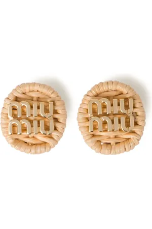 Miu Miu Logo-plaque woven clip-on earrings