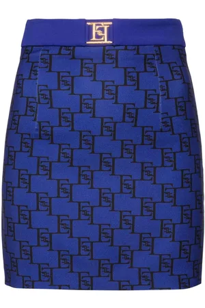 Elisabetta Franchi Monogram-print crepe miniskirt