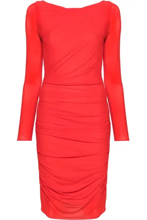 TALBOT RUNHOF Ruched long-sleeve midi dress