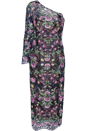 Marchesa Notte Alexis floral-embroidered lace dress