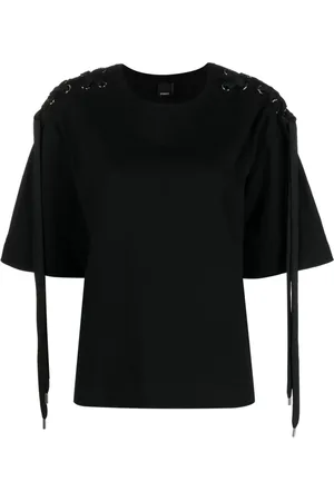 Pinko Lace-up cotton T-shirt