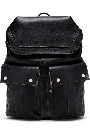 Brunello Cucinelli Logo-print leather backpack
