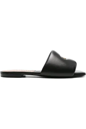 Moschino Logo-plaque leather slides