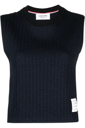 Thom Browne Logo-patch jacquard top