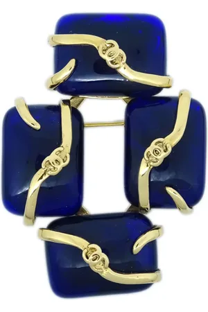 CHANEL 1994 cabochon-embellished CC-logo brooch