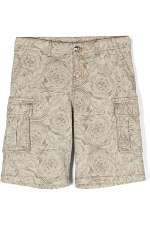 VERSACE Barocco-print denim cargo shorts