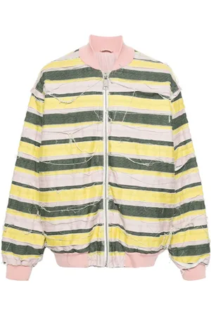 Khrisjoy Striped distressed oversize denim jacket