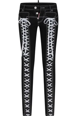 Dsquared2 Logo-embroidered lace-detailing tapered jeans