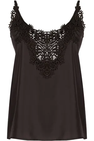 P.A.R.O.S.H. Macramé-panel silk tank top