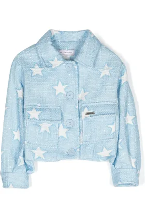 MONNALISA Star-print sequinned shirt jacket