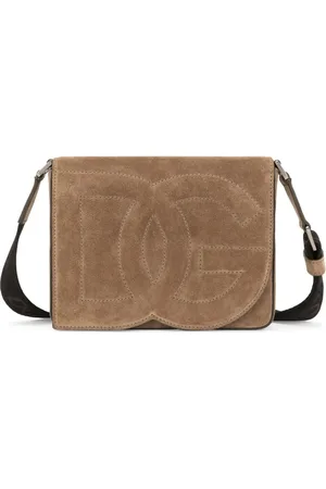 Dolce & Gabbana Logo-embossed suede shoulder bag