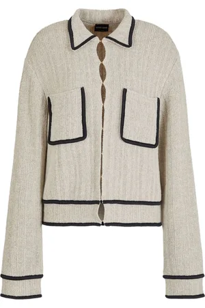 Giorgio Armani Contrasting-trim drop-shoulder cardigan