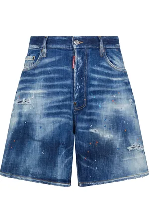 Dsquared2 Paint-splatter denim shorts