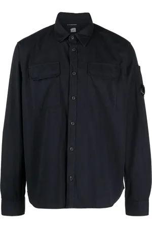 C.P. Company Gabardine-weave lens-detail shirt