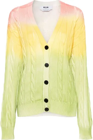 Msgm Ombré-effect cable-knit cardigan