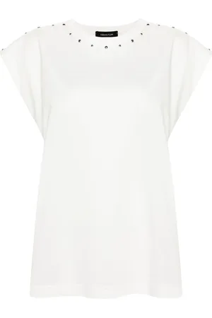 Fabiana Filippi Studed cap-sleeve cotton top
