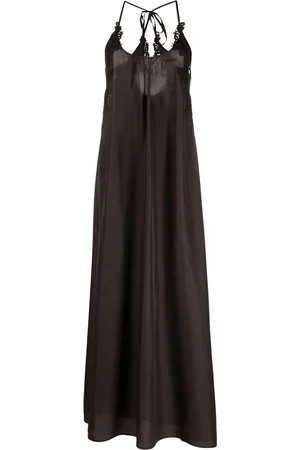 P.A.R.O.S.H. Macramé-detailing silk maxi dress