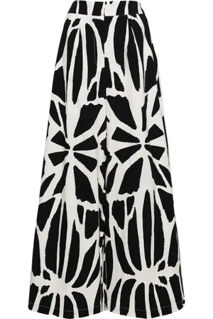 PATBO Graphic-print wide-leg cotton trousers