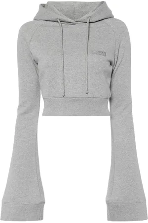 Vetements Logo-embroidered flared-sleeve hoodie