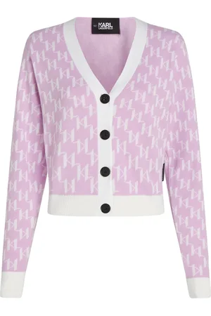 Karl Lagerfeld Monogram-intarsia cropped cardigan