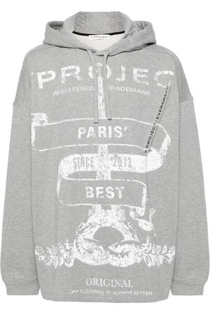 Y / PROJECT Logo-printed mélange hoodie