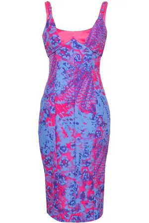 VERSACE Animalier bodycon midi dress