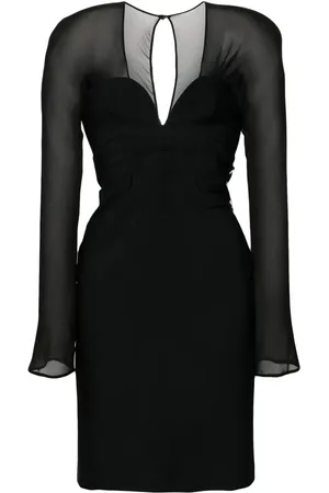 GENNY Crystal-embellishment rear-slit dress