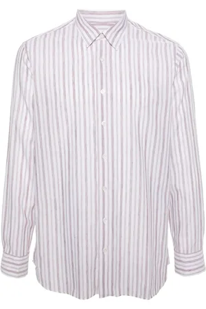 LARDINI Halo-stripe classic-collar shirt