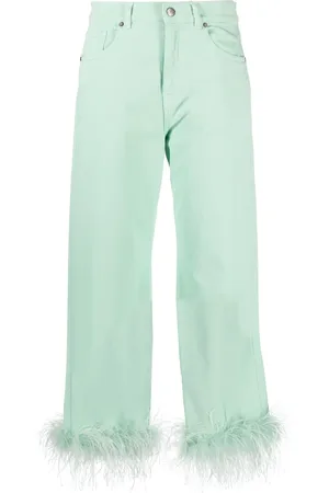 P.A.R.O.S.H. Feather-trim stretch-cotton jeans