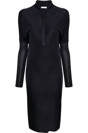 Salvatore Ferragamo Polo-collar knitted midi dress