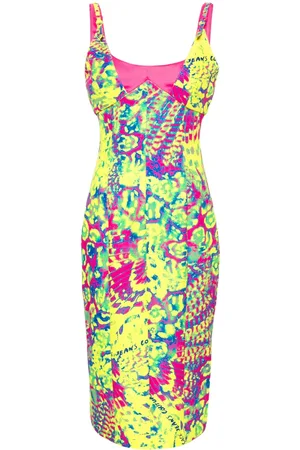 VERSACE Animalier bodycon midi dress