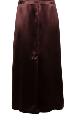 Loulou de Saison Lys A-line satin midi skirt