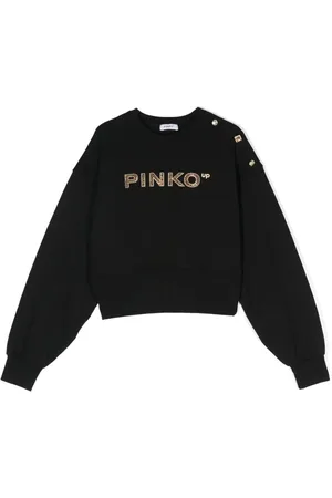 Pinko Kids logo-embroidered cotton sweatshirt - Brown