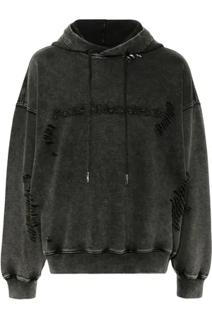 Feng Chen Wang Ripped cotton hoodie