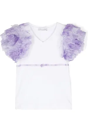 MONNALISA Ruffled V-neck T-shirt