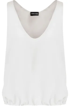 Giorgio Armani Elasticated hem silk sleeveless top