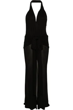 BLUMARINE Draped sable-jersey maxi dress