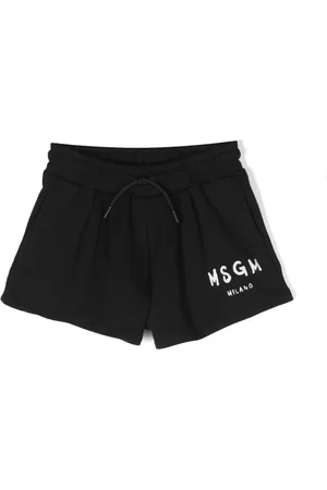 MSGM Kids studded-logo cargo shorts - Black