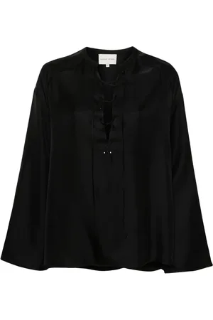 Loulou Studio Zamia collarless silk blouse