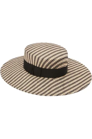 Nina Ricci Striped raffia canotier hat