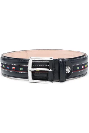 Paul & Shark Embroidered-motif leather belt